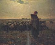 jean-francois millet Shepherdess with her flock (san17) oil painting reproduction